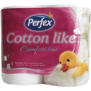 Туалетний папір Perfex Cotton Like Comfort Line 3 шари 4 рулони (8606108597262) зображення 1