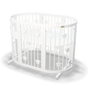 Ліжечко Ingvart трансформер Smart Bed Oval (60х72, 60х120, 60х168 см) біле з декором "Зірочки" (1259003) зображення 1