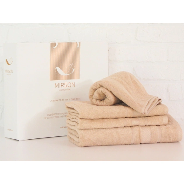 Рушник MirSon набір банних №5084 Elite SoftNess Beige 40х70, 50х90, 70х140 (2200003183542) - зображення 1