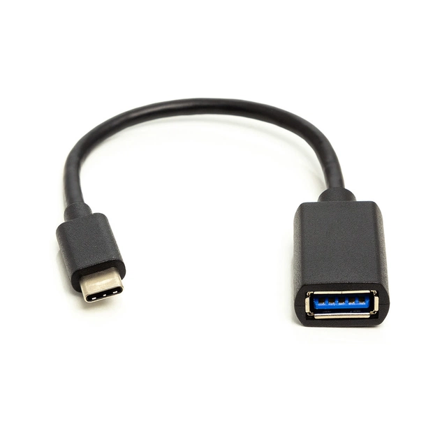 Дата кабель OTG USB 2.0 AF to USB-C 0.1m PowerPlant (CA911837) - изображение 1