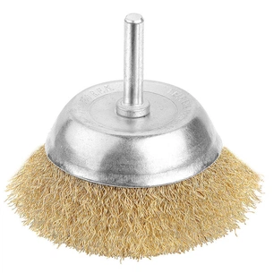Щітка для електроінструменту Tolsen чашка 75 мм х 6.4 мм, гофрований латунований дріт 0.3 (77550) зображення 1