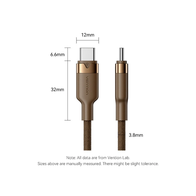 Дата кабель USB-C to USB-C 1.0m 3A aluminum gold Vention (TRDJF) - picture 11