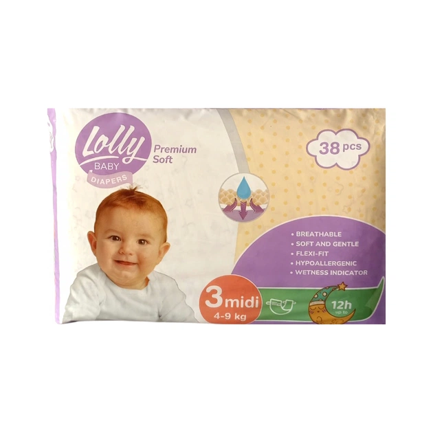 Підгузки Lolly Premium Soft Midi 3 (4-9 кг) 38 шт (4820174981150) - зображення 1