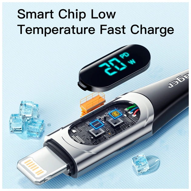 Дата кабель USB-C to Lightning 1.0m 20W Digital Display blue Essager (EXCTL-YD03) - зображення 5