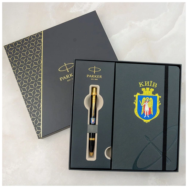 Ручка шариковая Parker IM 17 CITY Black GT BP Герб Киева + блокнот Parker + подар.упак. GIFT24 (22032b24_C0010u) - изображение 12