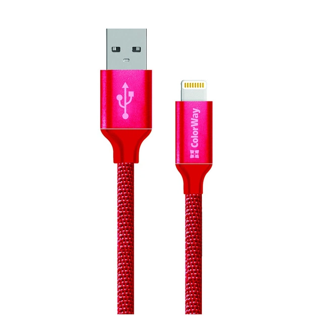Дата кабель USB 2.0 AM to Lightning 1.0m 2.1А red ColorWay (CW-CBUL004-RD) - изображение 1