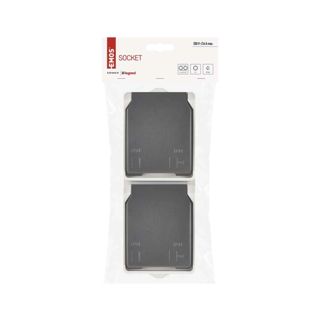 Розетка EMOS вертикальна зовнішня IP44 Сіро-чорна (A1396.3) - picture 4