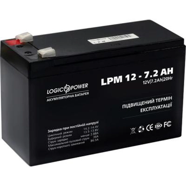 Батарея до ДБЖ LogicPower LPM 12В 7.2 Ач (3863) - изображение 1