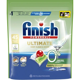 Таблетки для посудомийних машин Finish Ultimate 0% All in 1 45 шт. (5908252014781) изображение 1
