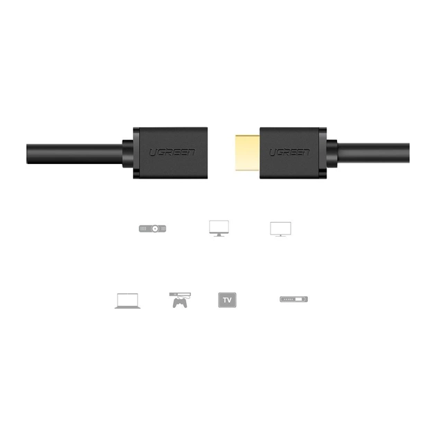 Кабель мультимедійний HDMI M to HDMI F 0.5m HD107 black Ugreen (10140) - зображення 4