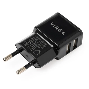 Зарядний пристрій Vinga 2 Port USB Wall Charger 2.1A (VCPWCH2USB2ABK) зображення 1