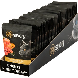 Вологий корм для кішок Savory для стерилізованих індичка з морквою в желе 85 гх22 шт (2700000029343) зображення 1