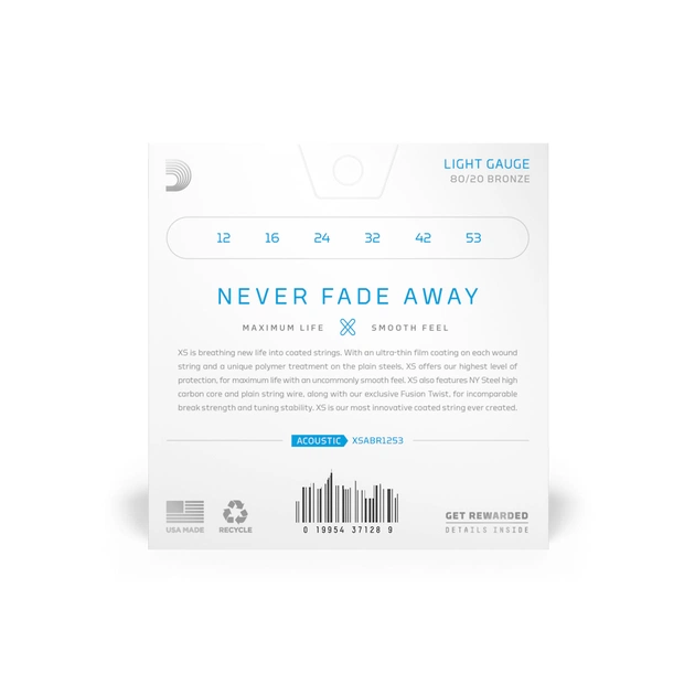 Струни для гітари D'Addario XS 80/20 Bronze Light (12-53) (XSABR1253) - picture 3