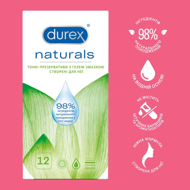 Презервативи Durex Naturals латексні з гелем-змазкою (тонкі) 12 шт. (4820108004931) - изображение 4