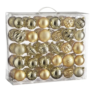 Ялинкова іграшка House Of Seasons Кульки і прикраси Пластик 60 шт D7 см D6 см Шампань (8720967923748) picture 1