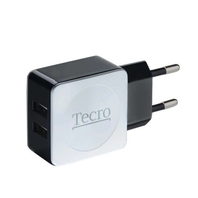 Сетевое зарядное устройство Tecro (2xUSB, 2.1A) Black, White (TR-CHG02-BW) - изображение 1