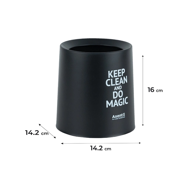 Кошик для паперів Axent Настільний контейнер для сміття, круглий, чорний (2131-01-A) - picture 3