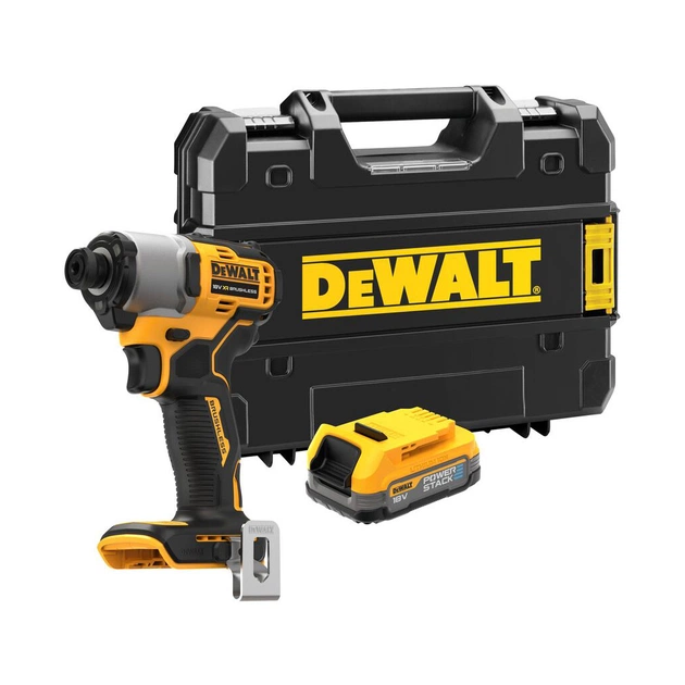 Шуруповерт DeWALT 18 В XR Li-lon PowerStack 1.7Ah, 192 Нм, кейс TSTAK (DCF840E1T) - зображення 1