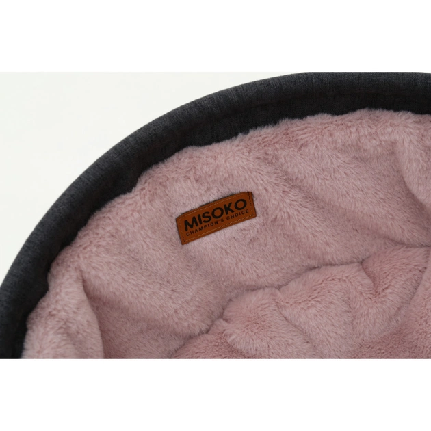Лежак для тварин MISOKO&CO Pet bed round plush 45x45x22 см grey and pink (HOOP31839) - picture 2