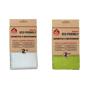 Серветки для прибирання Помічниця Eco Friendly Supreme Універсальні з мікрофібри 30 х 30 см 2 шт. (4820212002274) зображення 1