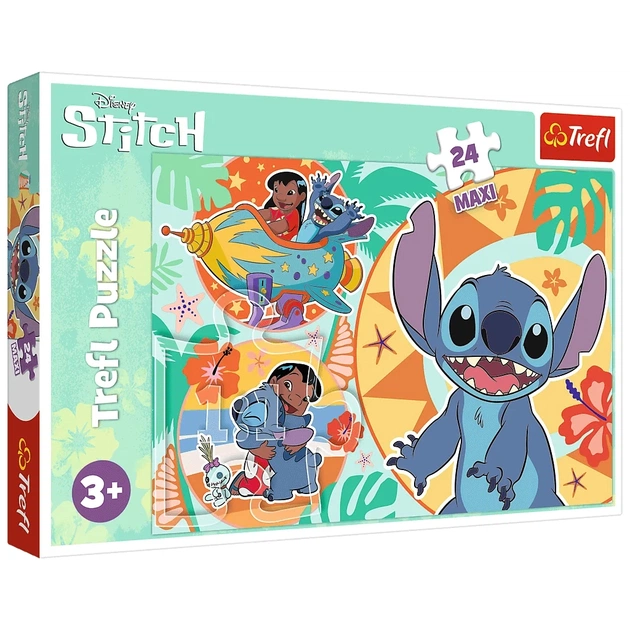 Пазл Trefl Maxi Lilo&Stitch Щасливий день 24 елемента (5900511143652) - зображення 1