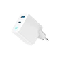 Зарядний пристрій Gembird 1хUSB-A (QC3.0 18W) + 1xType-C (PD 65W) white (TA-UC-PDQC65L-W-01) - зменшене зображення 2
