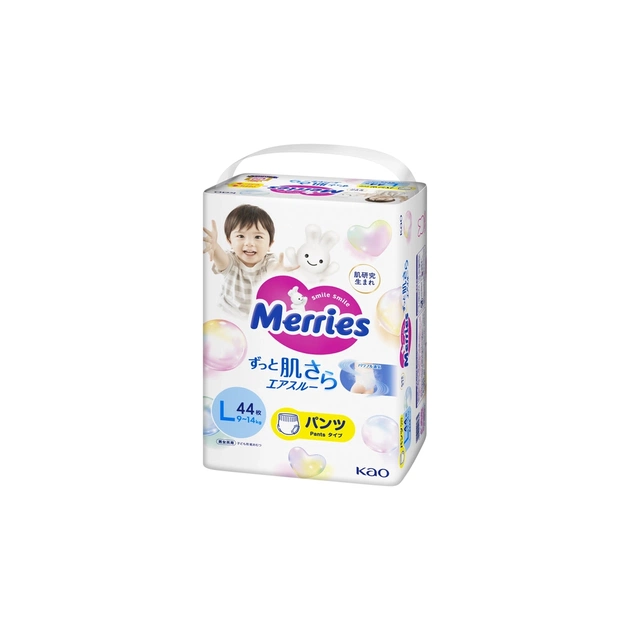 Підгузки Merries Трусики Super Jumbo L (9-14 кг) 44 шт. (4901301425874) - зображення 6