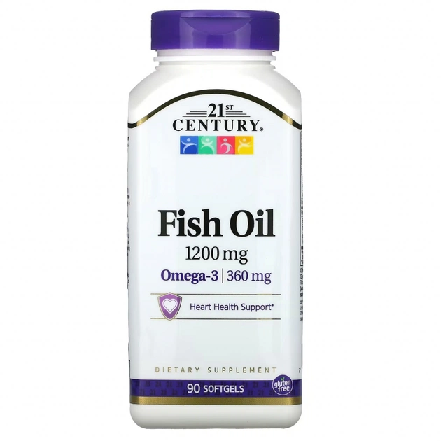 Жирні кислоти 21st Century Риб'ячий жир, 1200 мг, Омега-3, 360 мг, Fish Oil Omega 3, 90 (CEN-27026) - зображення 1