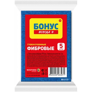 Губки кухонні Бонус фіброві 5 шт. (4823071632163) зображення 1