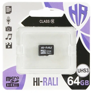 Карта пам'яті Hi-Rali 64GB microSD class10 UHS-I U3 (HI-64GBSDU3CL10-00) зображення 1