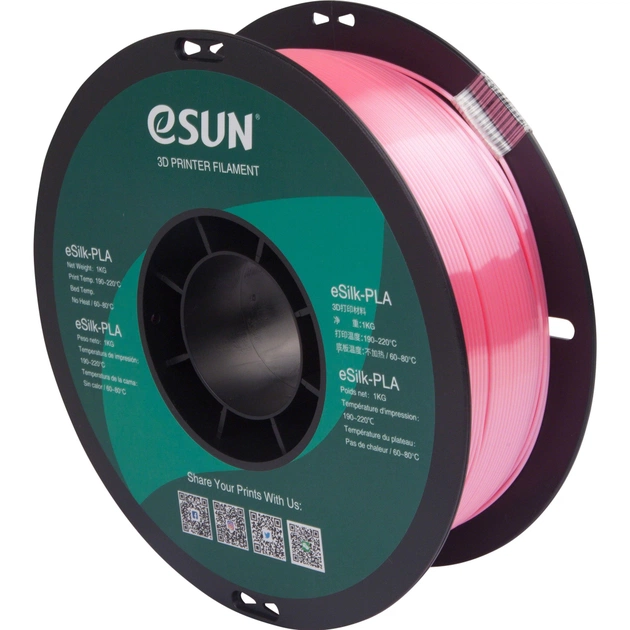 Пластик для 3D-принтера eSUN ePLA-Silk 1,75mm 1kg PINK (EPLA-SILK-P175P1) - зображення 1