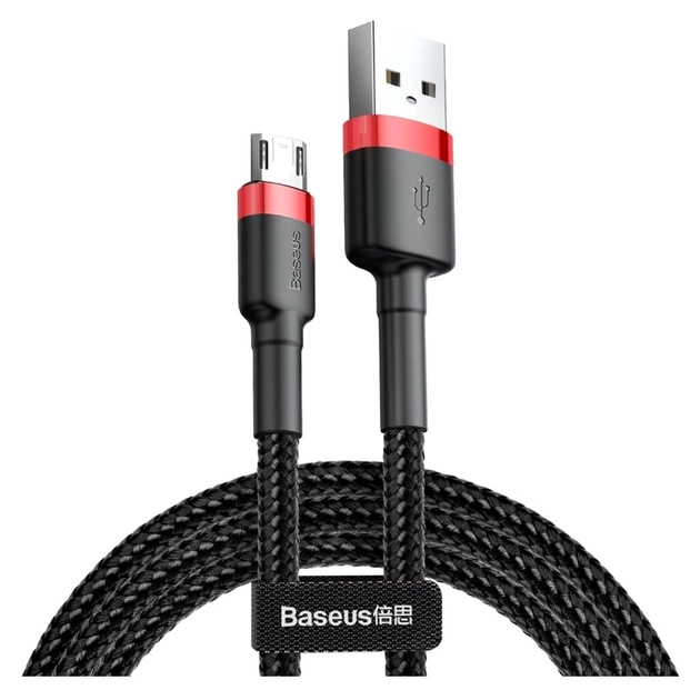 Дата кабель USB 2.0 AM to Micro 5P 3.0m 2A Red-Black Baseus (CAMKLF-H91) - изображение 1