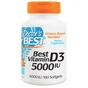 Вітамін Doctor's Best Вітамін D3 5000IU, 180 желатинових капсул (DRB-00218) - зменшене зображення 1