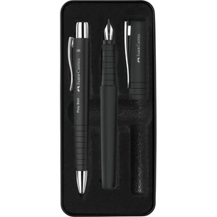 Ручка кулькова Faber-Castell набір ручок POLY Ball Set в металевому пеналі (перо + кульк. ручка), колір корпусу чорний (32957) зображення 1