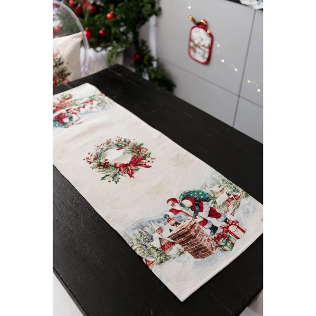 Доріжка на стіл Прованс гобеленова з велюром Снігова зима 40х140 см (036431) - picture 2