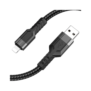 Дата кабель USB 2.0 AM to Lightning 1.2m 2.4A nylon aluminum U110 black HOCO (6931474770561) зображення 1