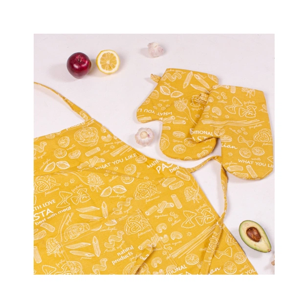 Фартух MirSon Набір №201 - Yellow paste дві прихватки + дві рукавички-прихватки + фартух (2200006753803) - picture 3