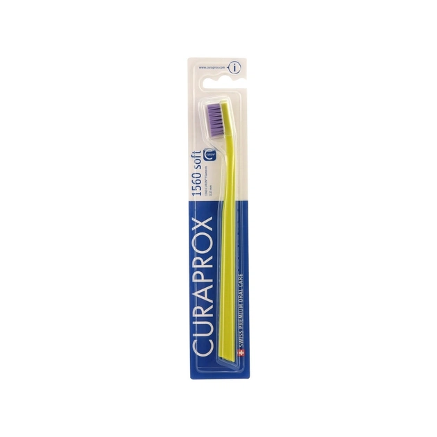 Зубна щітка Curaprox CS 1560 Soft М'яка D 0.15 мм Салатова з фіолетовою щетиною (CS 1560-08) - изображение 1