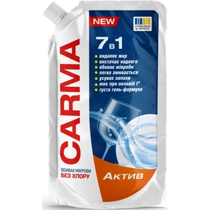Засіб для ручного миття посуду Carma Актив Дой-пак 450 мл (4820204702281) зображення 1