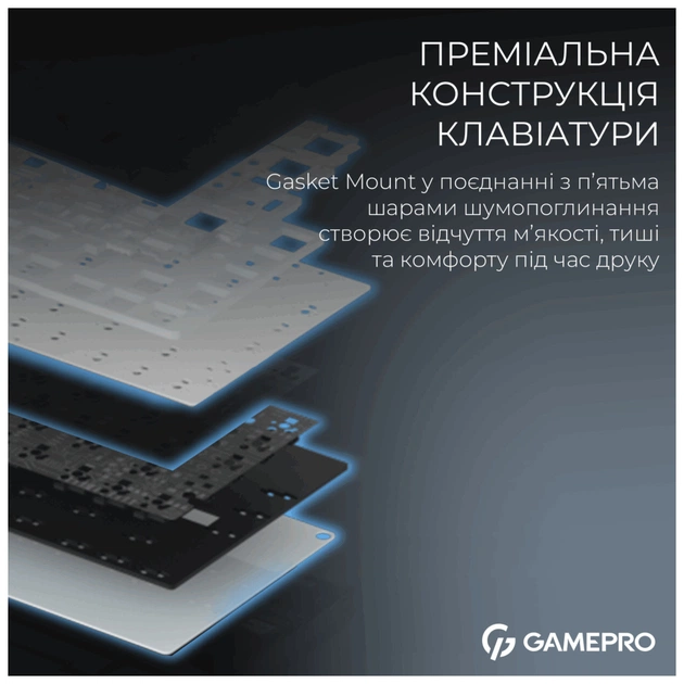 Клавіатура GamePro Asgard Valhalla Pro MK160B-D-Pro Rainy Switch Wireless/Bluetooth/USB UA Black (MK160B-D-Pro) - picture 5