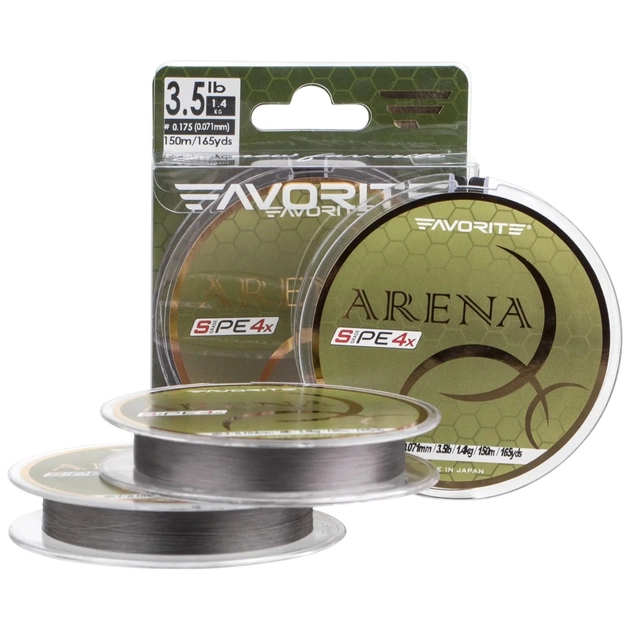 Шнур Favorite Arena PE 4x 100m 0.175/0.071mm 3.5lb/1.4kg Silver Gray (1693.10.92) - изображение 1