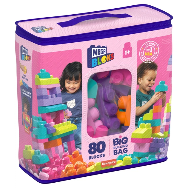 Конструктор Mega Bloks рожевий у мішку 80 деталей (DCH62) - зображення 1