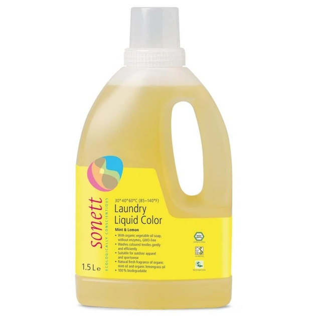 Гель для прання Sonett Органічний Mint&Lemon Концентрат для кольорових тканин 1.5 л (4007547504028) - зображення 1