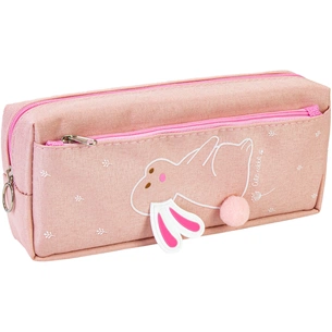 Пенал Cool For School з помпоном на 2 відділення на блискавках, рожевий (CF87102) зображення 1