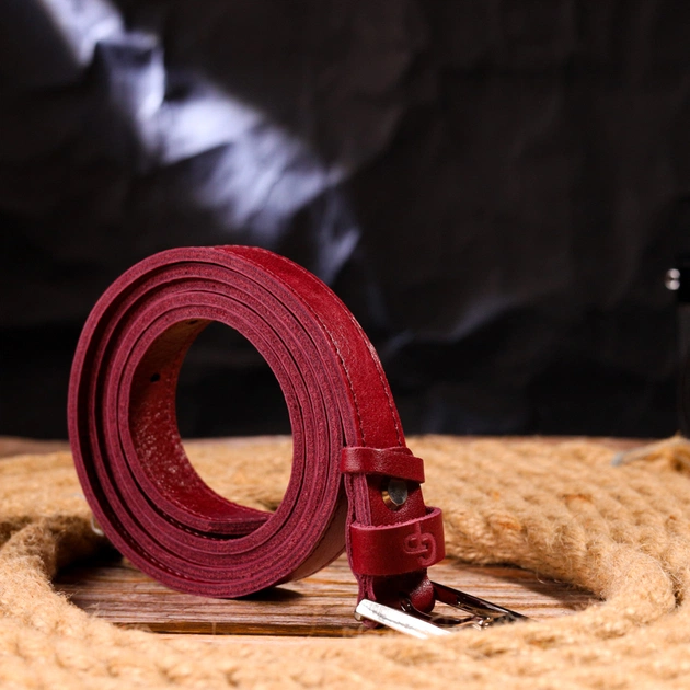 Ремінь Grande Pelle Жіночий з натуральної шкіри Бордовий (21447) - зображення 8