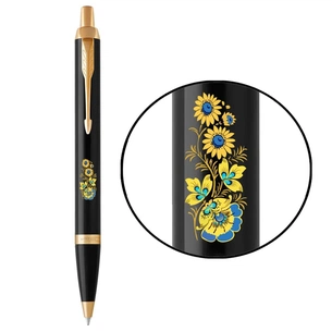 Ручка кулькова Parker IM 17 UKRAINE Black GT BP Квіти (22032_T1050u) зображення 1