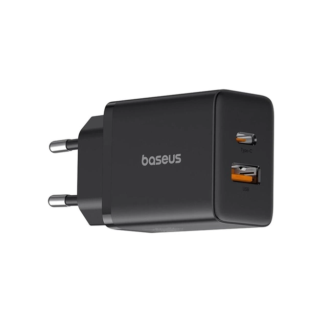 Зарядний пристрій Baseus 1xUSB-C 30W + 1xUSB black (P10111404113-00) - изображение 1