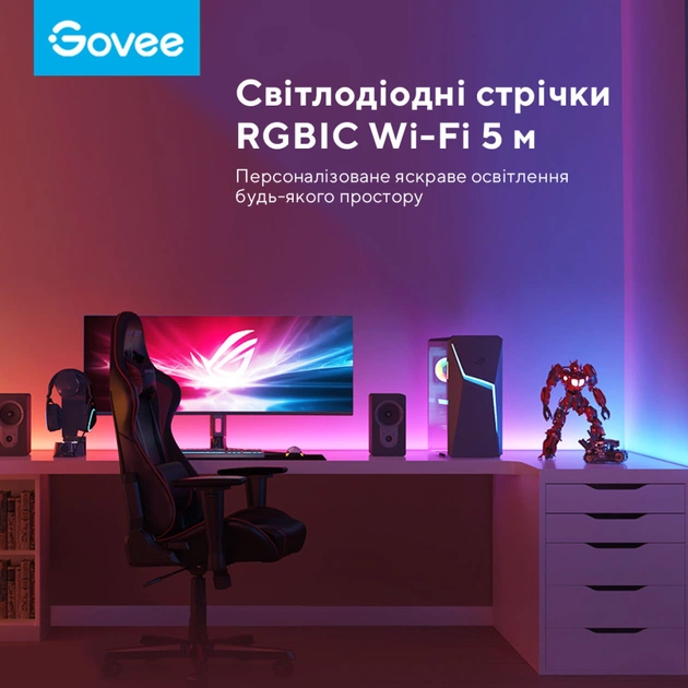 Світлодіодна стрічка Govee RGBIC Basic Wi-Fi + Bluetooth LED Strip Light 10м Білий (H618C3D1) - зображення 4