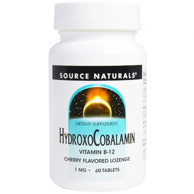 Вітамін Source Naturals Вітамін B12, 1 мг, Гідроксокобаламін, смак вишні, Hydroxocob (SN2654) - зображення 1