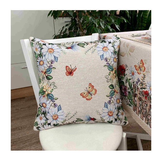 Наволочка Прованс декоративна гобеленова Alicia 45х45 Метелики і квіти (4823093430815) - picture 3